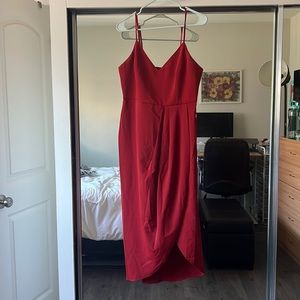 Lulu’s Reinette Rust Red Midi Dress